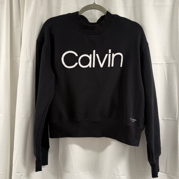 Calvin Klein Tops - Calvin Klein Black Crew Neck Cropped Sweater Size XL